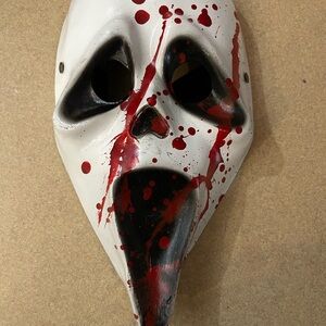 White and Red Splatter Mask